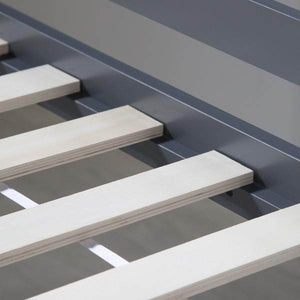 Hochbett Spielbett Kinderbett 90x200 cm Lattenrost Matratze Leiter Rutsche Weiß Grau Holz Massiv