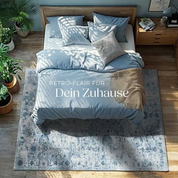 Vintage Teppich Amara Kurzflor blau 160 x 230 cm