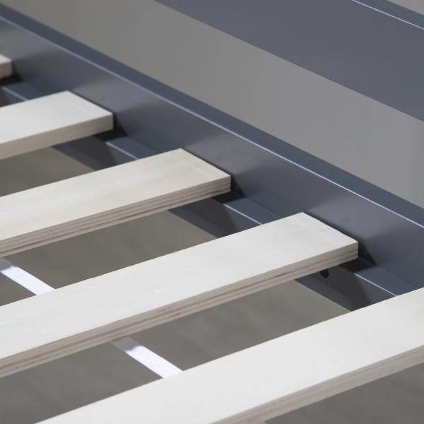 Hochbett Spielbett Kinderbett Leiter Kiefer Vorhang grau 90x200 Jugendbett