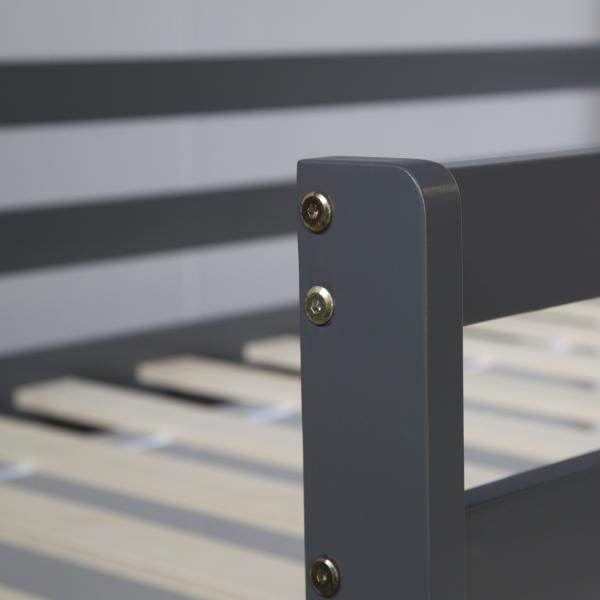 Hochbett Spielbett Kinderbett Rutsche Turm Vorhang grau 90x200 Jugendbett