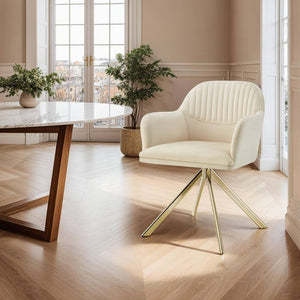 Samt-Drehstuhl Lona créme/gold pro Stück