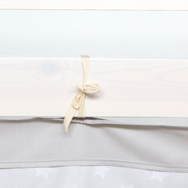 Bettumrandung Bettvorhang für Hochbett Vorhang Stoff Baumwolle Grau Sterne