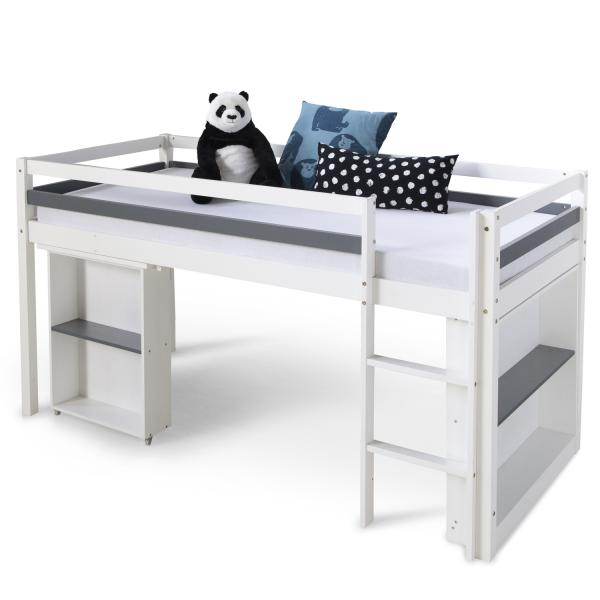 Hochbett Kinderbett 90x200 Weiss Schreibtisch Funktionsbett Jugendbett