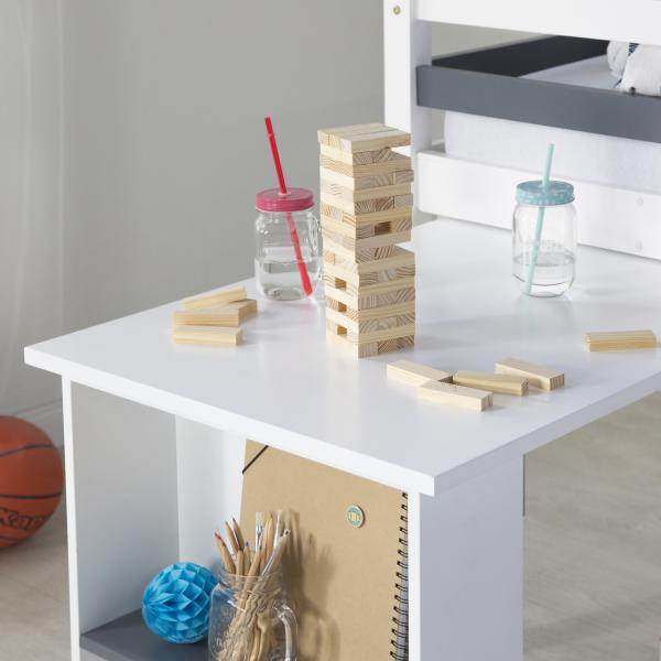 Hochbett Kinderbett 90x200 Weiss Schreibtisch Funktionsbett Jugendbett