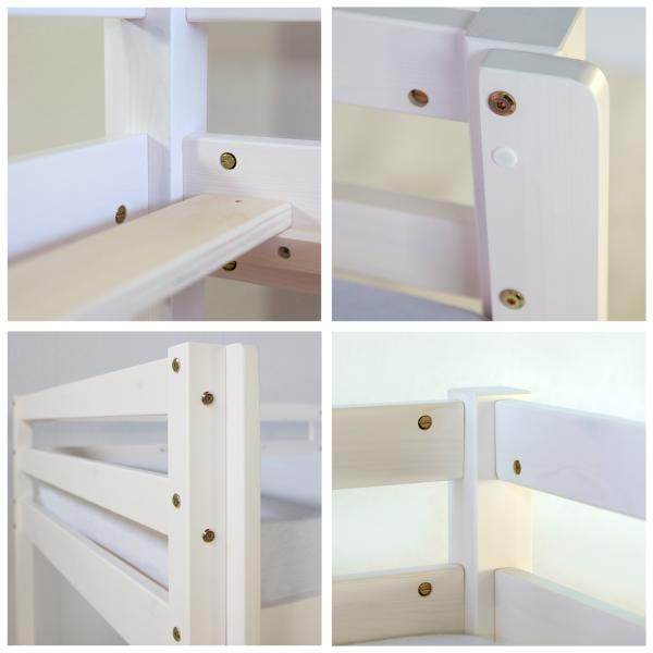 Hochbett Spielbett Kinderbett Rutsche Turm Vorhang grau Stern 90x200 Jugendbett