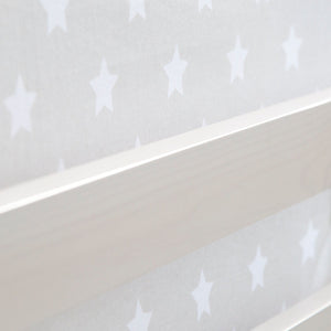 Hochbett Kinder 90x200 cm Weiss mit Vorhang Sterne | Tunnel | ohne Lattenrost
