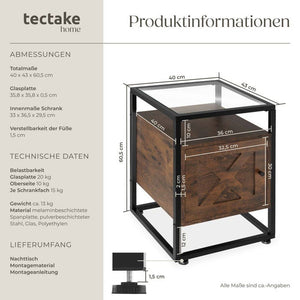 Nachttisch Kidderminster 40x43x60,5cm Industrial dunkelbraun