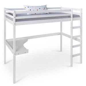 Hochbett Kinderbett 90x200 weiss Schreibtisch Spielbett