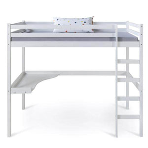 Hochbett Kinderbett 90x200 weiss Schreibtisch Spielbett