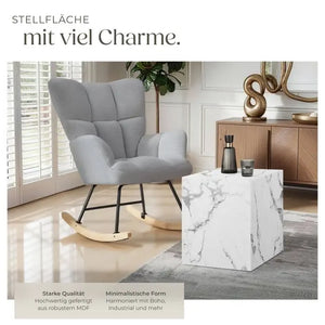 Couchtisch Lasley Würfel Marmor Optik weiss 45 x 45 x 50 cm