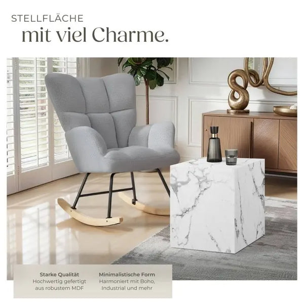 Couchtisch Lasley Würfel Marmor Optik weiss 45 x 45 x 50 cm