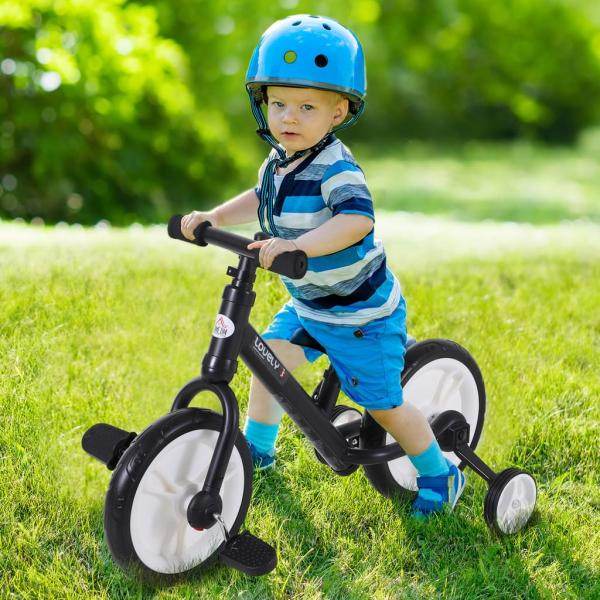 Laufrad Kinderfahrrad Lauflernrad 2-in-1 Stützräder Pedale 2-5 Jahre PP Schwarz