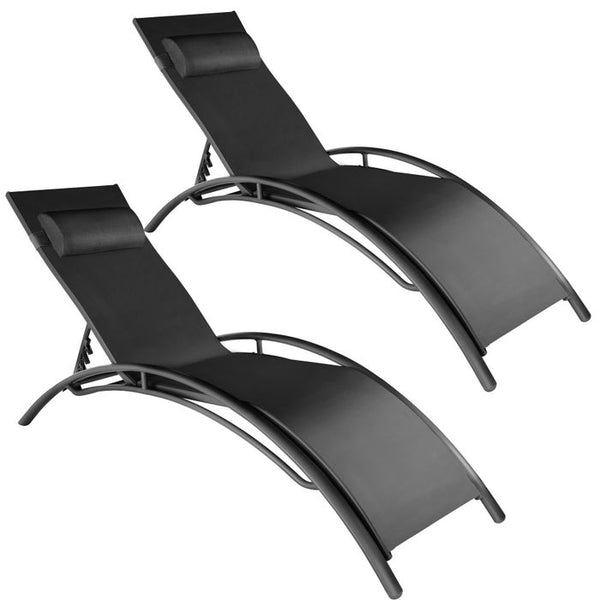 2 Gartenliegen aus Aluminium, schwarz