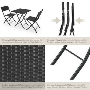 Rattan Balkonset Trevi, schwarz