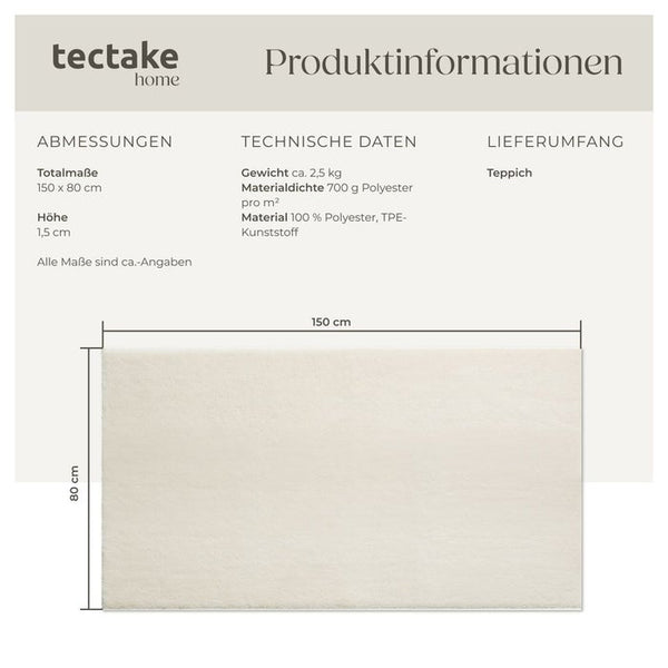 Short pile carpet Soft Zone cream 80 x 150 cm 