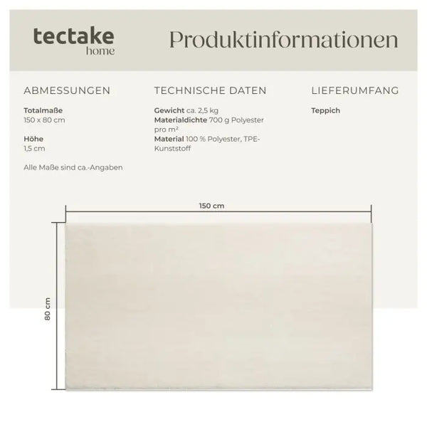 Kurzflorteppich Soft Zone creme 80 x 150 cm