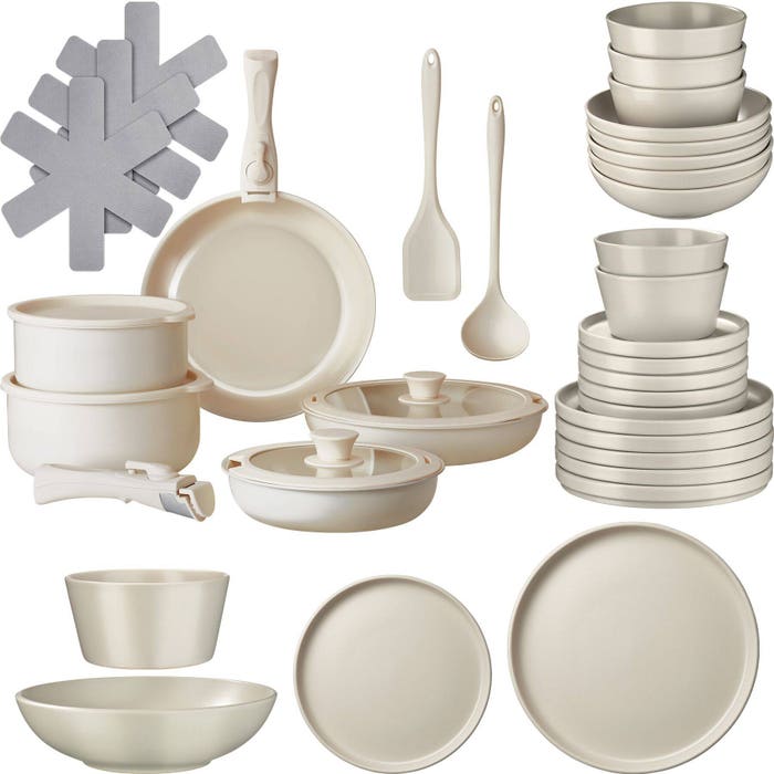 Küchenstarterset Una/Genua taupe/weiss 40-tlg.