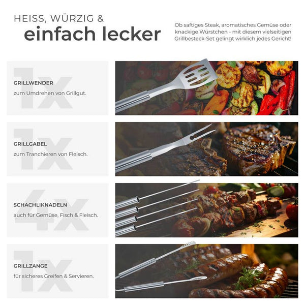 Grillbesteck aus Edelstahl 18-tlg.
