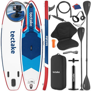 Stand-Up Paddle Board 2in1 Poseidon rot/blau 320 cm mit Kamerahalterung