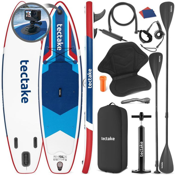 Stand-Up Paddle Board 2in1 Poseidon rot/blau 320 cm mit Kamerahalterung