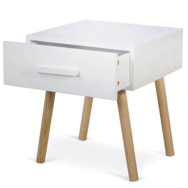 Nachttisch Beistelltisch Nachtschrank Holz Kiefer weiss Schublade
