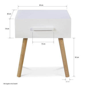Nachttisch Beistelltisch Nachtschrank Holz Kiefer weiss Schublade