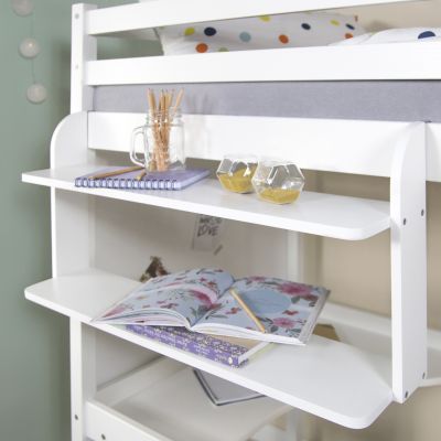 Einhängeregal Hängeregal Regal für Hochbett Kinder Weiss Holz 2 Ablagen