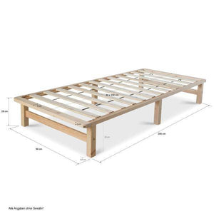Palettenbett 90x200 cm Massivholzbett Palettenmöbel Bett Holzbett Futonbett