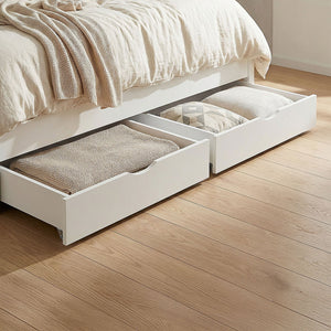 Bettkasten Holz Aufbewahrung mit Rollen Bett Schublade Weiss
