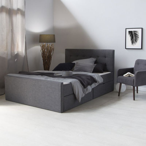 Polsterbett 120x200 mit 2 Bettkästen und Lattenrost Grau