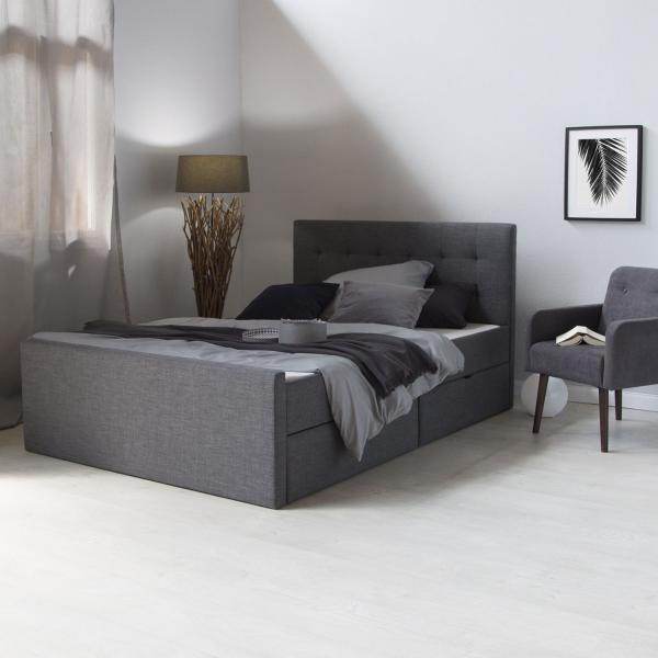 Polsterbett 140 x 200 cm + Lattenrost anthrazit