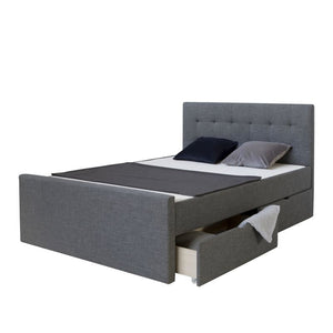 Polsterbett 120x200 mit 2 Bettkästen und Lattenrost Grau