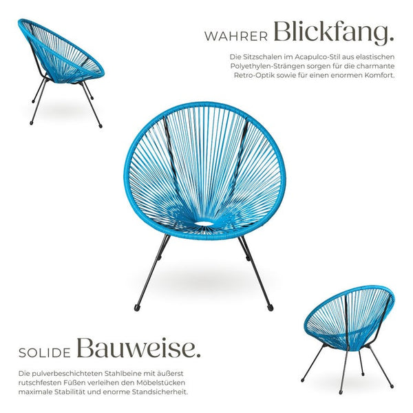 2er Set Gartenstuhl Santana blau