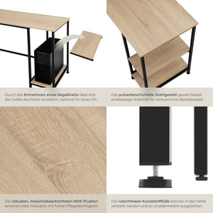 Schreibtisch Donegal Industrial Holz hell, Eiche Sonoma