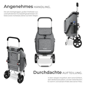Einkaufstrolley Shopper 3in1 klappbar mit Kühltasche grau