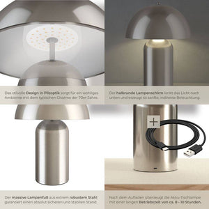 Retro-Tischlampe Kade Nickel matt