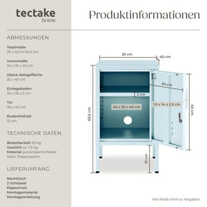 Nachttisch Baker mit Magnetverschluss grau/blau