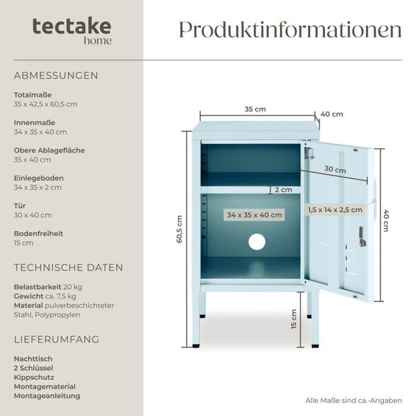 Nachttisch Baker mit Magnetverschluss grau/blau