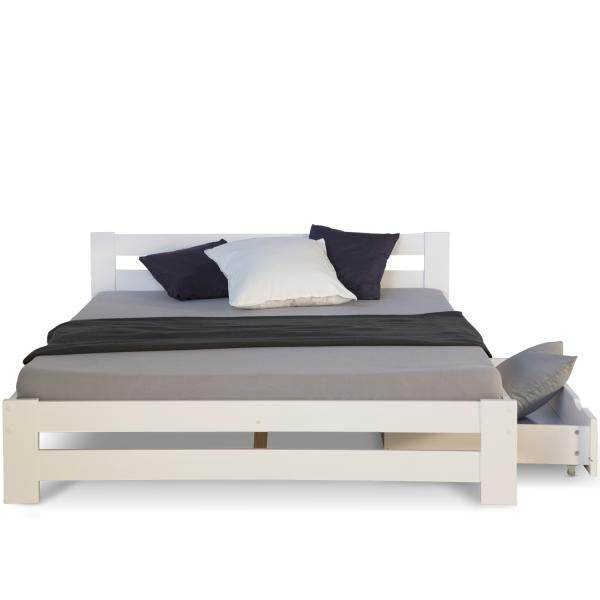 Doppelbett Holzbett 140x200 Weiss Kiefer Mit Bettkasten Bettgestell