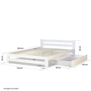 Doppelbett Holzbett 140x200 Weiss Kiefer Mit Bettkasten Bettgestell