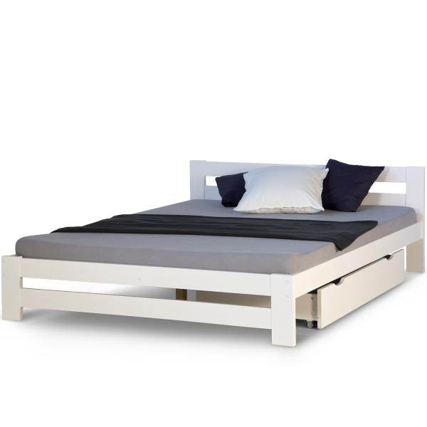 Doppelbett Holzbett 140x200 Weiss Kiefer Mit Bettkasten Bettgestell