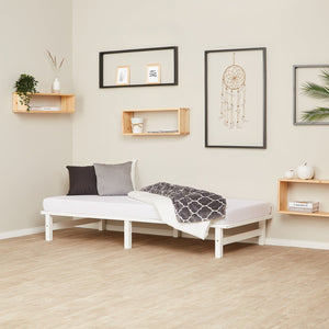 Palettenbett 90x200 cm Weiss | Einzelbett | mit Lattenrost | Holz | Kind Jugend Gast