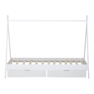 Kinderbett TIPI 90x200 mit 2 Bettkästen Weiss Holzbett Indianer Bett Hausbett Spielbett