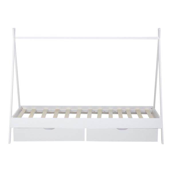 Kinderbett TIPI 90x200 mit 2 Bettkästen Weiss Holzbett Indianer Bett Hausbett Spielbett
