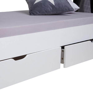 Kinderbett TIPI 90x200 mit 2 Bettkästen Weiss Holzbett Indianer Bett Hausbett Spielbett