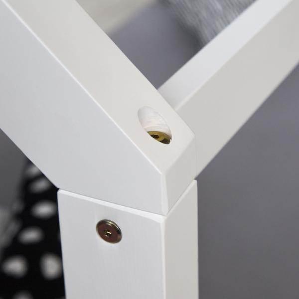 Kinderbett Kinderhaus Spielbett Hausbett 90x200 cm Weiss mit Bettkasten