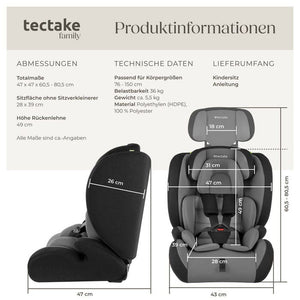 Autositz Sophie dunkelgrau/schwarz