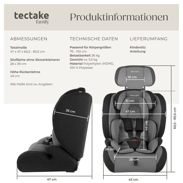 Autositz Sophie dunkelgrau/schwarz