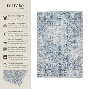 Vintage Teppich Amara Kurzflor blau 160 x 230 cm