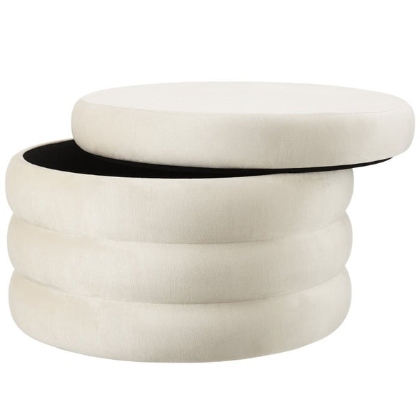 Sitzhocker mit Stauraum Altu XL Samtoptik creme-weiß
